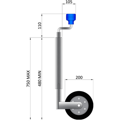 Jockey Wheel Galvanized Solid Wheel 42mm MP227