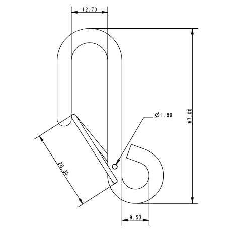 Allen Stainless S Hook w Spring Keeper 67mm