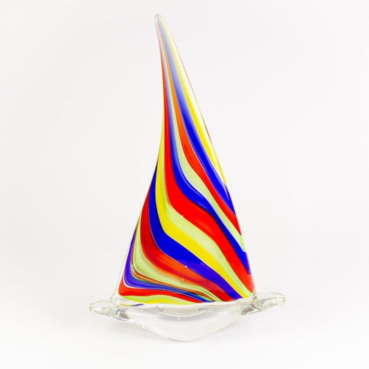 Nauticalia Glass Sailing Boat, multi coloured, 33cm 51826