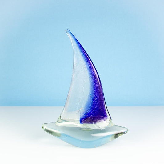 Nauticalia Glass Sailing Boat, blue/clear, 25cm 51827