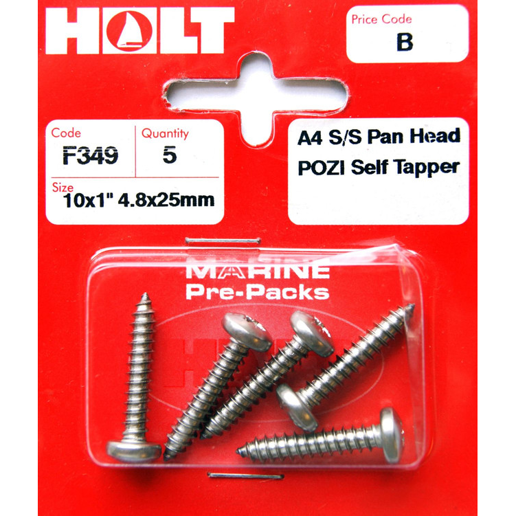 Holt Pan Head Pozi Self Tapper A4 Stainless Steel 10 x 1" - F349