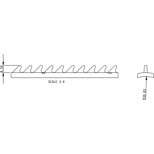 Halyard Tooth Rack Alloy fo Dinghy Main Halyards AL-0245 (HA0245)