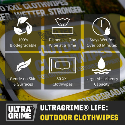 UltraGrime Life: Outdoor 80XXL Clothwipes